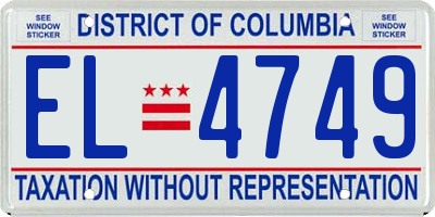DC license plate EL4749
