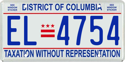 DC license plate EL4754