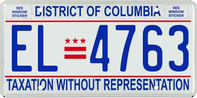 DC license plate EL4763