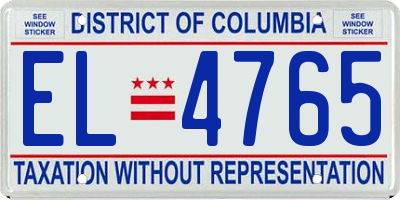 DC license plate EL4765