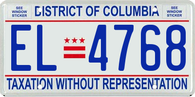 DC license plate EL4768