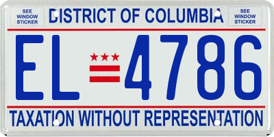 DC license plate EL4786