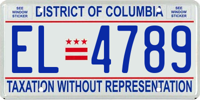 DC license plate EL4789