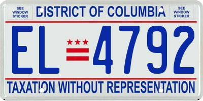 DC license plate EL4792
