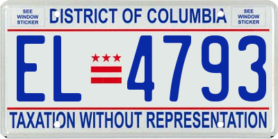DC license plate EL4793