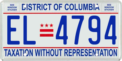 DC license plate EL4794