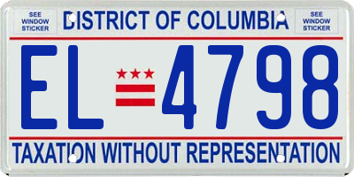 DC license plate EL4798