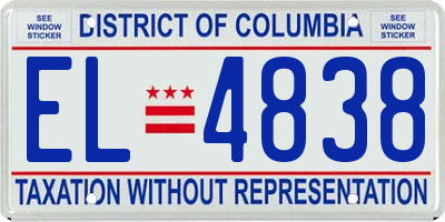DC license plate EL4838