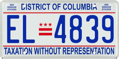 DC license plate EL4839