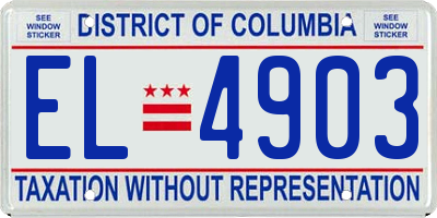 DC license plate EL4903