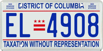 DC license plate EL4908