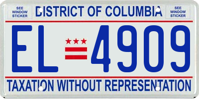 DC license plate EL4909