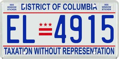 DC license plate EL4915