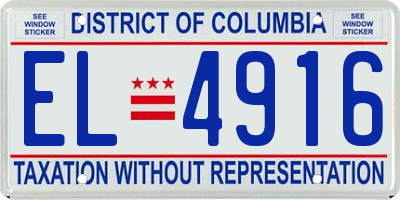 DC license plate EL4916