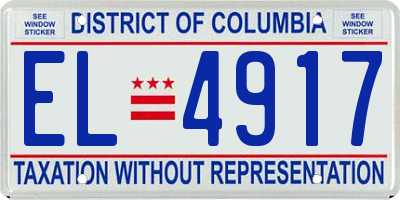 DC license plate EL4917