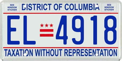 DC license plate EL4918