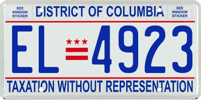 DC license plate EL4923