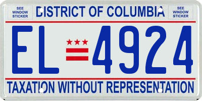 DC license plate EL4924