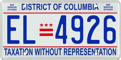DC license plate EL4926