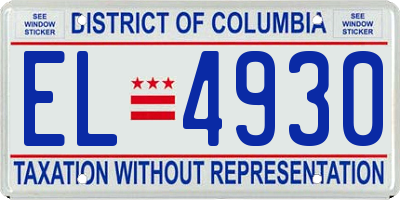 DC license plate EL4930