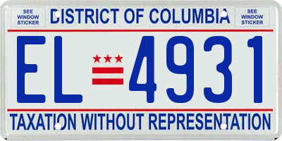 DC license plate EL4931