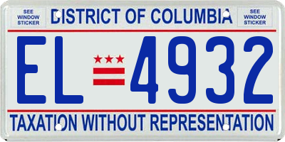 DC license plate EL4932