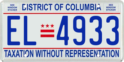 DC license plate EL4933