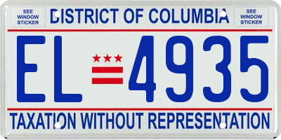 DC license plate EL4935