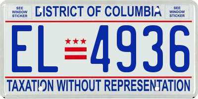 DC license plate EL4936