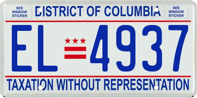 DC license plate EL4937