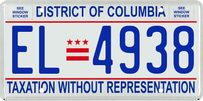 DC license plate EL4938