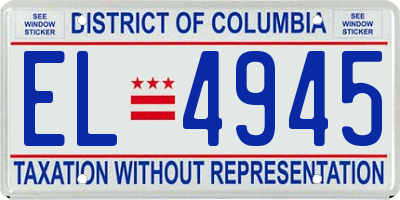 DC license plate EL4945