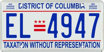 DC license plate EL4947
