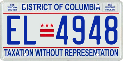DC license plate EL4948