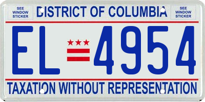 DC license plate EL4954