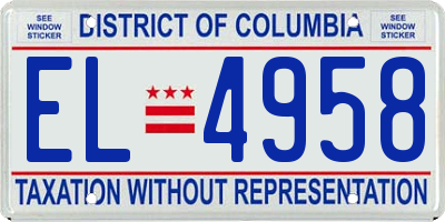 DC license plate EL4958