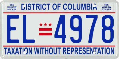 DC license plate EL4978