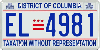 DC license plate EL4981