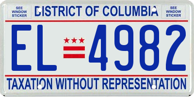 DC license plate EL4982
