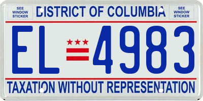 DC license plate EL4983