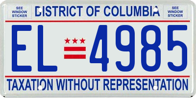 DC license plate EL4985