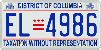 DC license plate EL4986