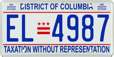 DC license plate EL4987