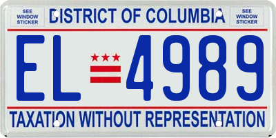 DC license plate EL4989