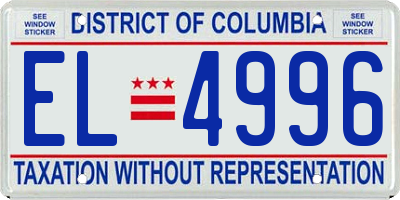 DC license plate EL4996