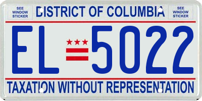 DC license plate EL5022