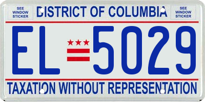 DC license plate EL5029