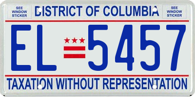 DC license plate EL5457
