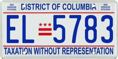 DC license plate EL5783