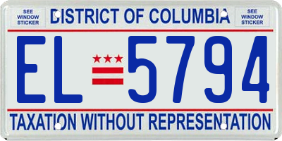 DC license plate EL5794